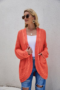 Cable-Knit Open Front Cardigan