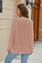 Load image into Gallery viewer, Raglan Sleeve Ribbed Trim Plunge Knit Top