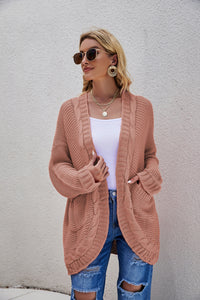 Cable-Knit Open Front Cardigan