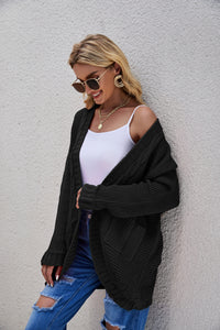 Cable-Knit Open Front Cardigan
