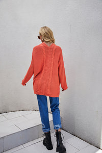 Cable-Knit Open Front Cardigan