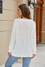 Load image into Gallery viewer, Raglan Sleeve Ribbed Trim Plunge Knit Top