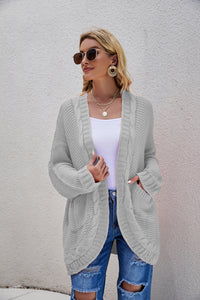 Cable-Knit Open Front Cardigan