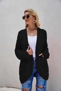 Cable-Knit Open Front Cardigan