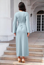 Load image into Gallery viewer, Tie Back Ribbed Round Neck Long Sleeve Dress